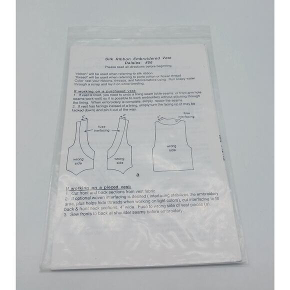 Silk Ribbon Embroidered Vest Daisies Pattern Granny May Company #56 Pattern Only - Picture 2 of 2